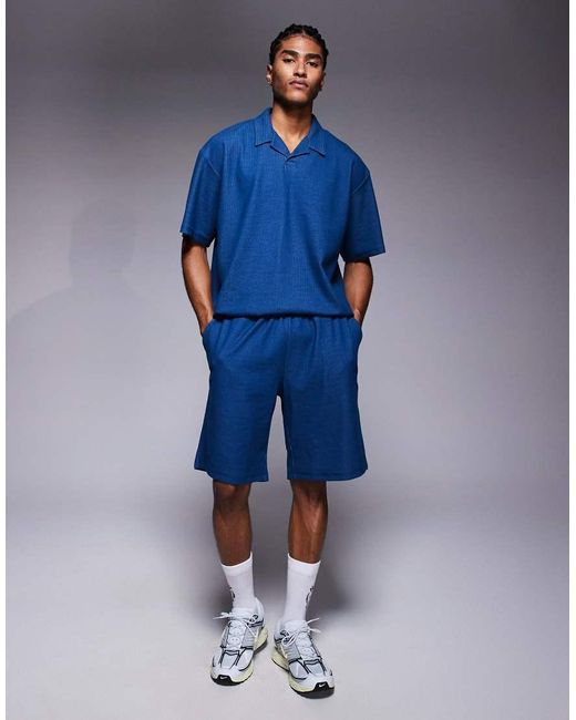 ADPT Blue Texture Shorts for men