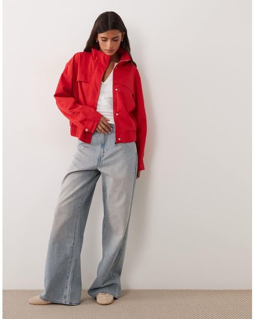 Jdy Red Funnel Neck Jacket