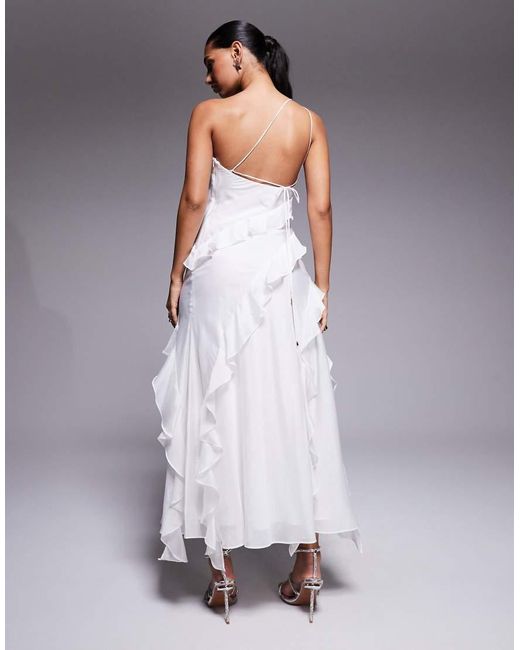 Forever New Purple Bridal Chiffon One Shoulder Ruffle Maxi Dress