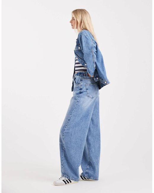 ASOS Blue Asos Design Tall High Waisted Barrel Leg Jeans