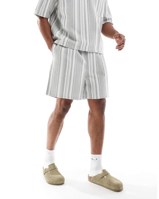 ASOS White Oversized Stripe Textured Short for men