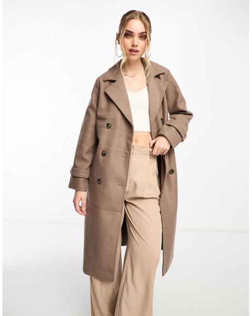 Trench-coat habillé à double boutonnage - marron Vero Moda en coloris Natural