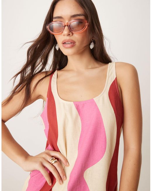 ASOS Pink – minikleid aus baumwoll-leinen