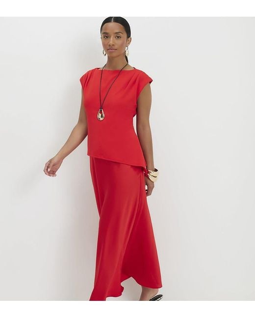 River Island Red Satin Hybrid Midi Dress