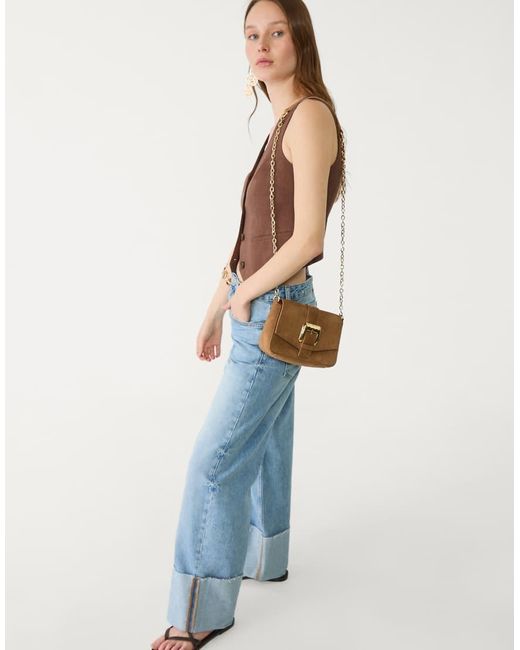 Stradivarius Crossbody Tas Met Gesp in het Natural
