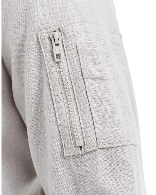 French Connection White French Connection Linen Bomber Jacket for men