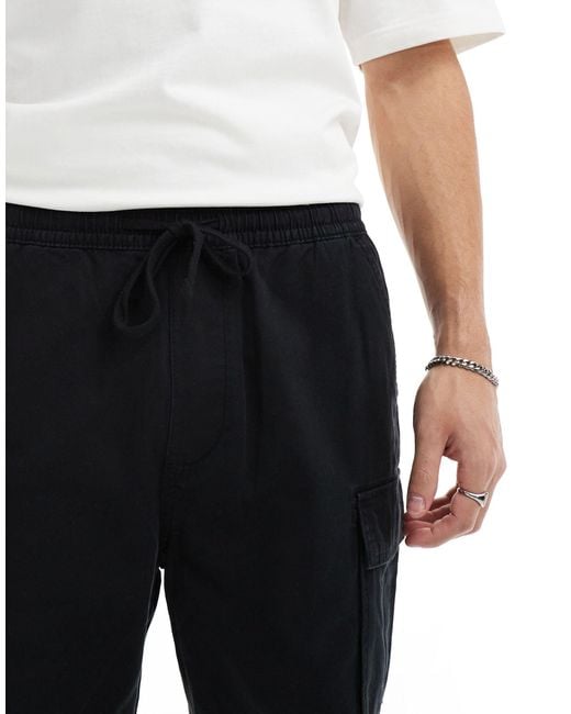 Pull&Bear Black Cargo Shorts for men
