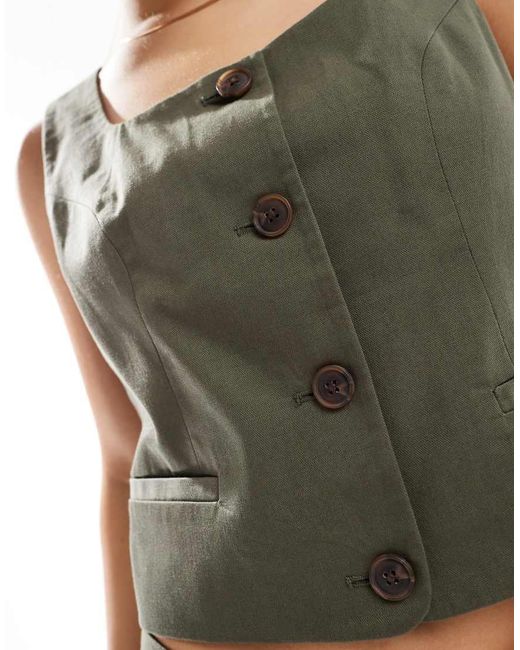 Vero Moda Gray Tailored Square Neck Waistcoat Co-ord