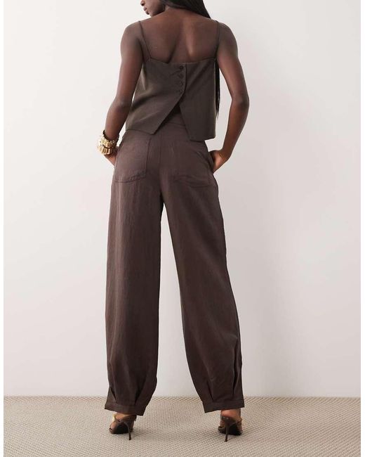 Mango Brown Pleat Front Cuffed Trouser