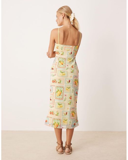 ASOS Natural Mesh Cami Drawstring Front Midi Dress