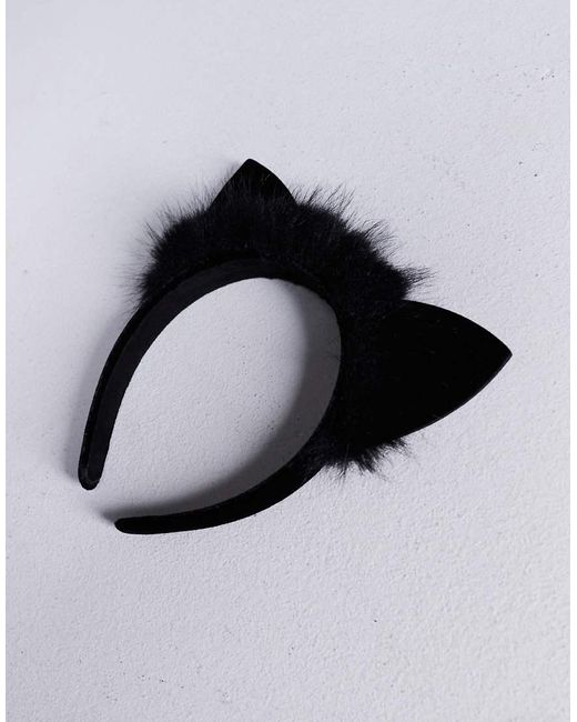 ASOS Black Headband With Cat Ears And Faux Fur