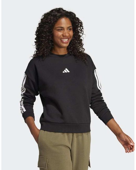 Adidas Originals Black Essentials 3-Stripes Fleece Sweatshirt