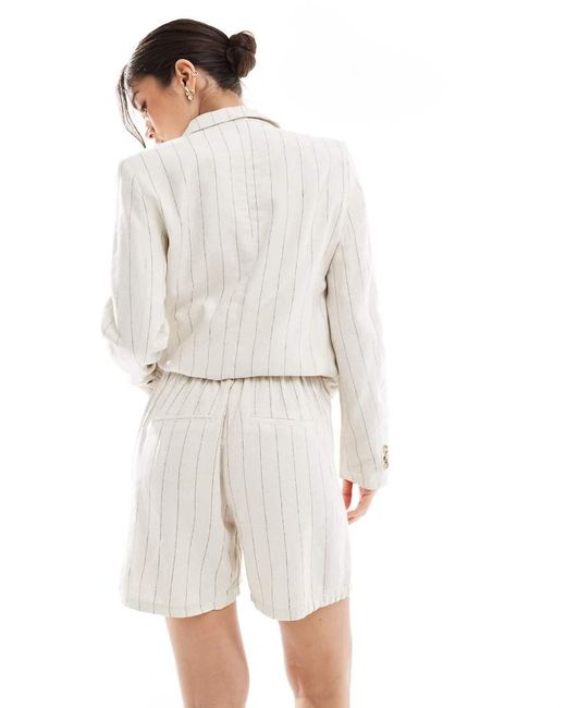 Vero Moda White Mix And Match Linen Touch Tailored Shorts Co-Ord