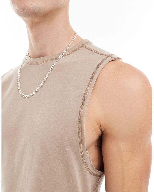 ASOS 4505 Natural Cotton Drop Arm Hole Tank With Quick Dry for men