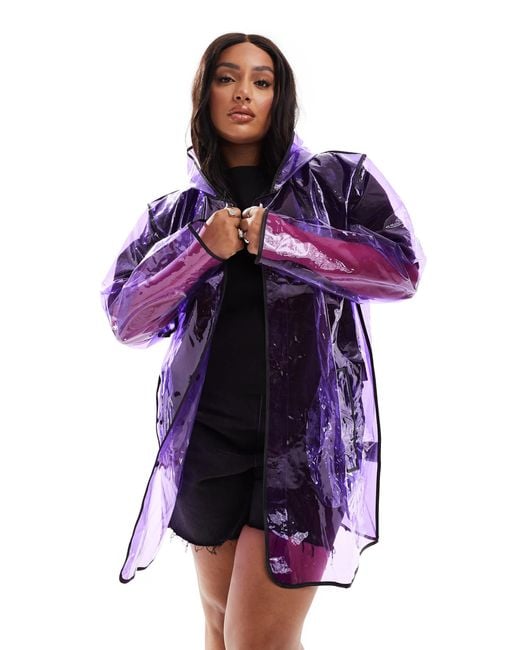 Brave Soul Purple Plus Clear Festival Rain Mac