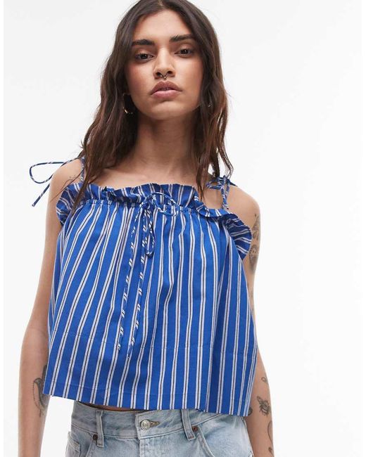 TOPSHOP Gerimpelde Cami Top in het Blue