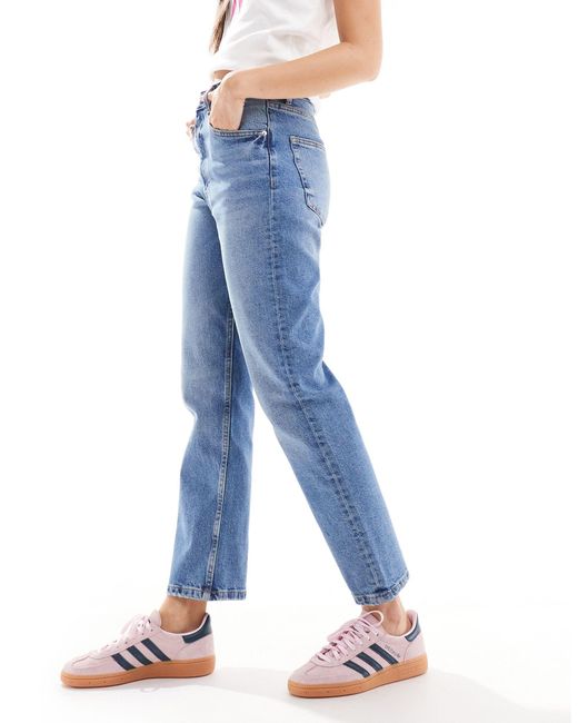 Jean droit confortable à taille haute - moyen Pull&Bear en coloris Blue