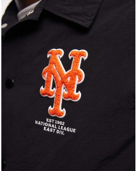 KTZ Black Ny Mets Coaches Jacket With Back Print for men