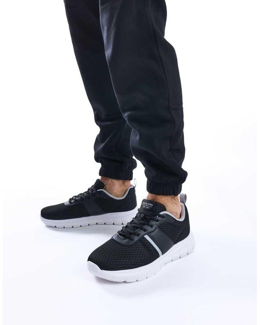 Jack & Jones Black Taylor Mesh Polyurethane Standard Trainers for men