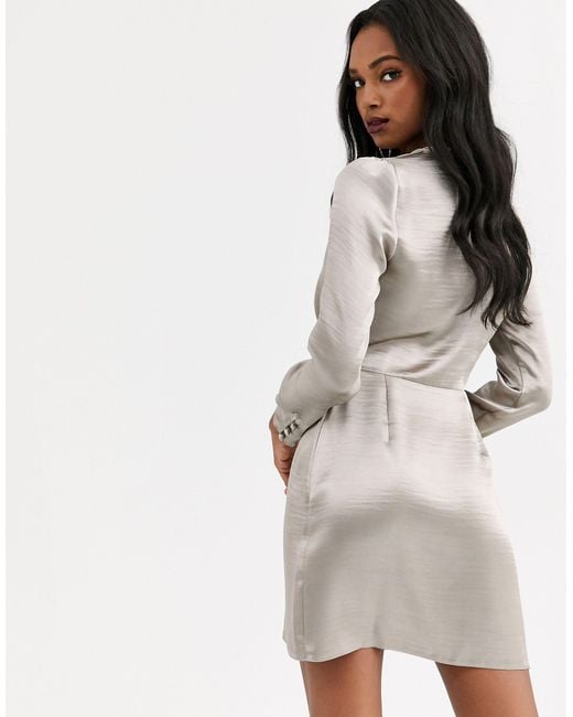 Robe Portefeuille Courte En Satin Ultra Brillant Synthetique Asos 8 De Reduction Lyst
