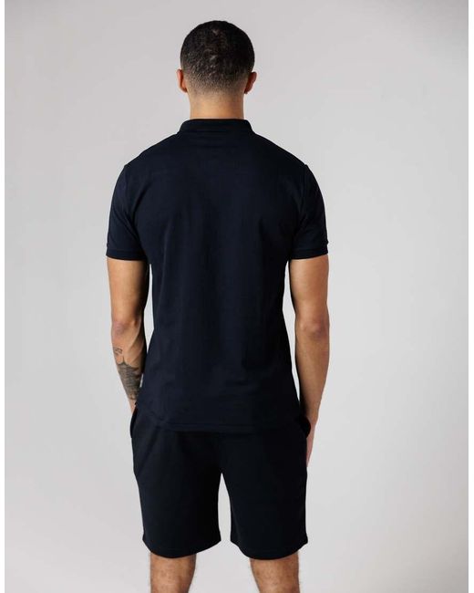 French Connection Blue Cotton Polo Shirt And Shorts Co Ord Set for men