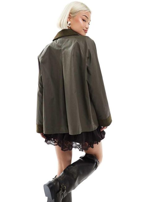 Chaqueta Verde De Estilo Campestre Con Acabado Encerado Y Solapas De Pana De ASOS de color Multicolor