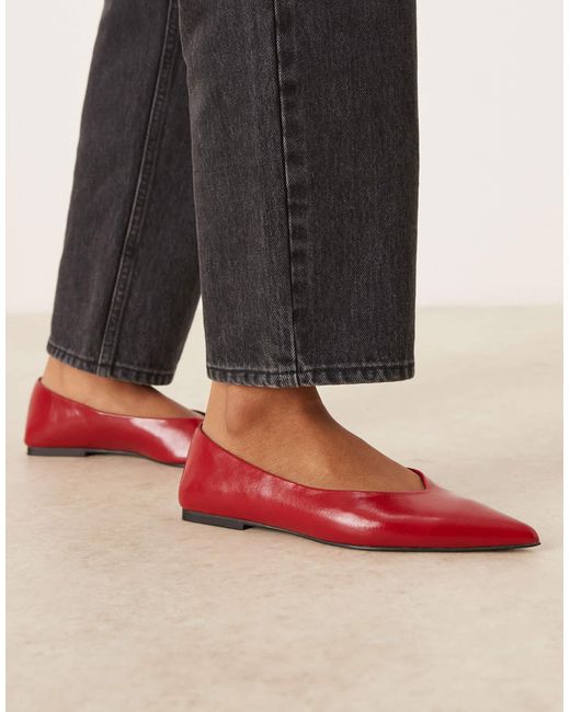 ASOS Red Lari Pointed Ballets