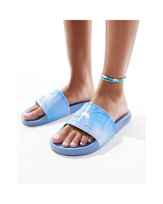 Sandalias azules con logo Calvin Klein de color Blue