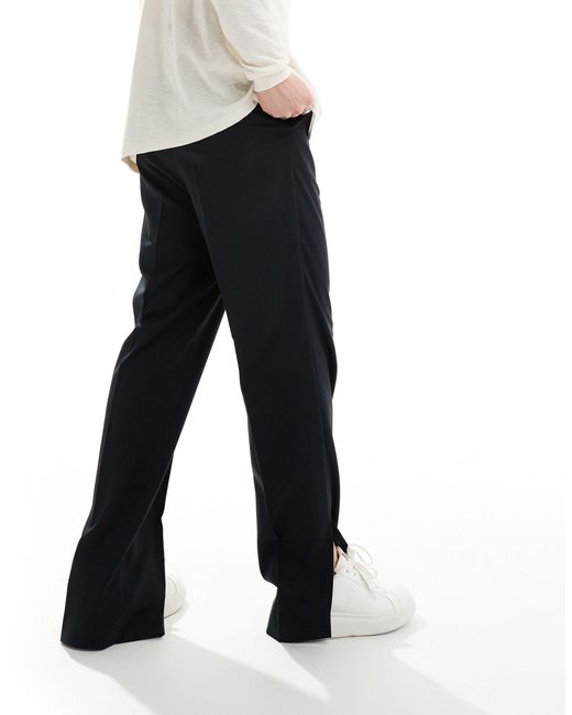 Pantaloni eleganti dritti a vita alta neri con spacchi laterali di ASOS in White da Uomo
