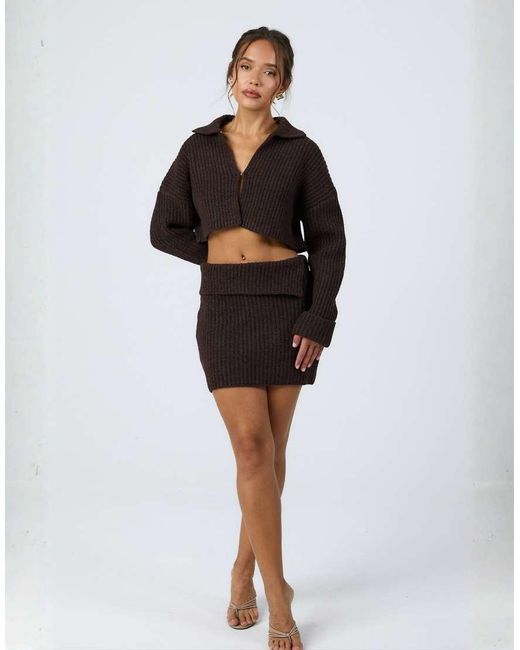 Aria Cove Black Knit Wide Ribbed Collared Clasp Front Cardigan