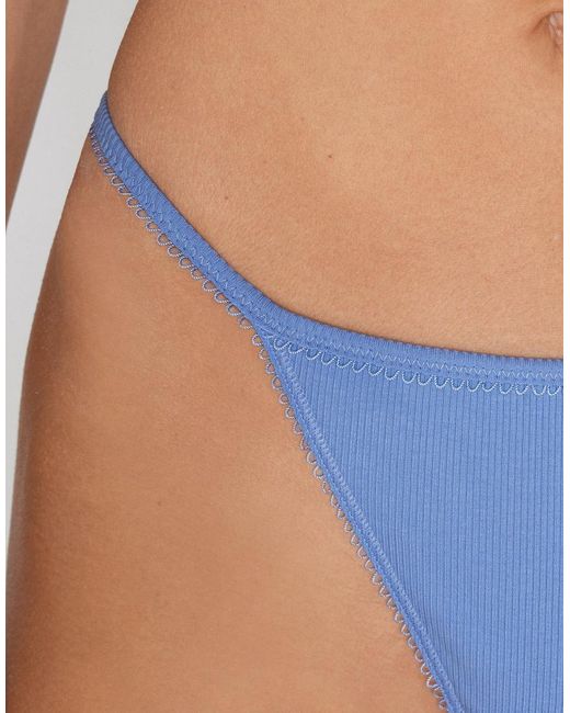 Tezenis Blue Cotton Cutie Tanga Panel G-String