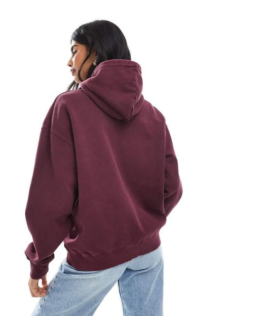 Sudadera Burdeos De Corte Cuadrado Con Capucha Y Logo De Felpa Cepillada De (Parte De Un Conjunto)-Rojo Santa Cruz de color Purple