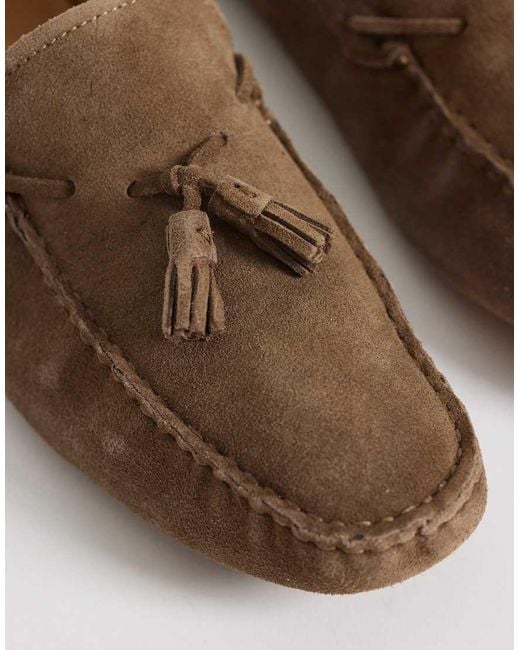 Mango Brown Real Suede Driver Shoes for men