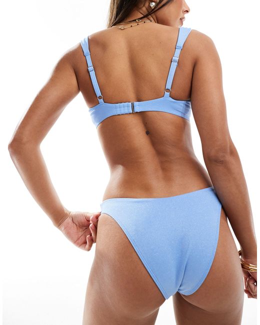 Slip bikini sgambati e arricciati brillante di Abercrombie & Fitch in Blue
