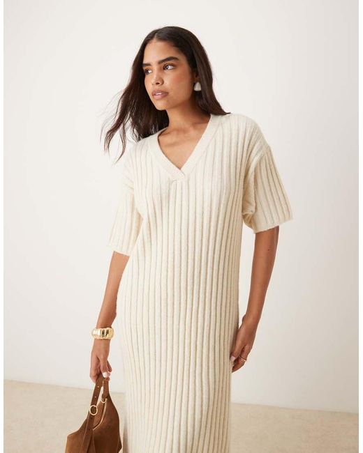 Glamorous Natural V Neck Midi Dress
