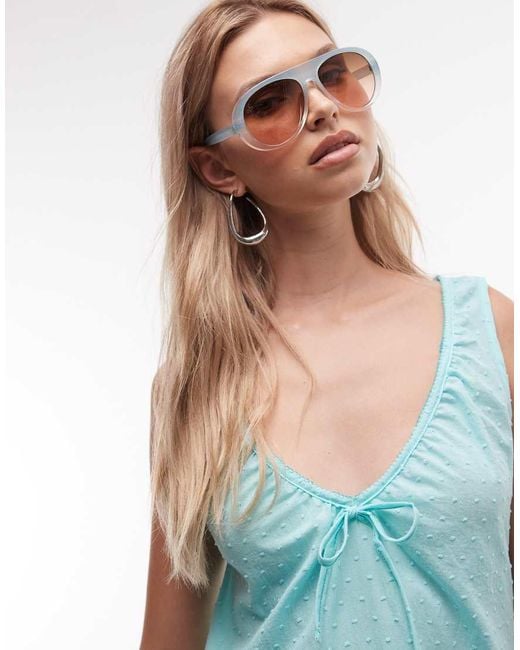 Reclaimed Vintage Blue Dobby Low V Sundress