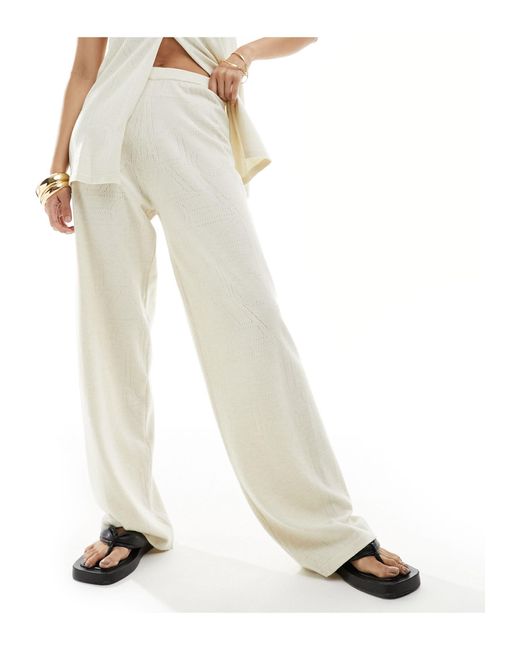 4th & Reckless White Knitted Pointelle Straight Leg Pants