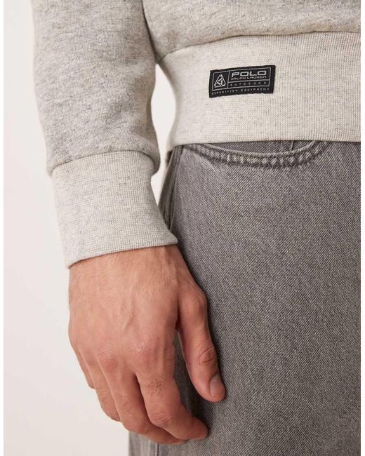 Polo Ralph Lauren Natural Large Sport Logo Print Fleece Sweatshirt Classic Oversized Fit for men