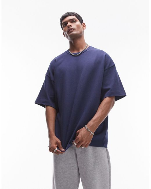 Topman – schweres oversize-t-shirt in Blue für Herren