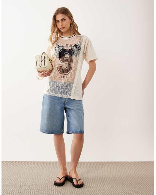 Miss Selfridge Brown Lace Football Jersey