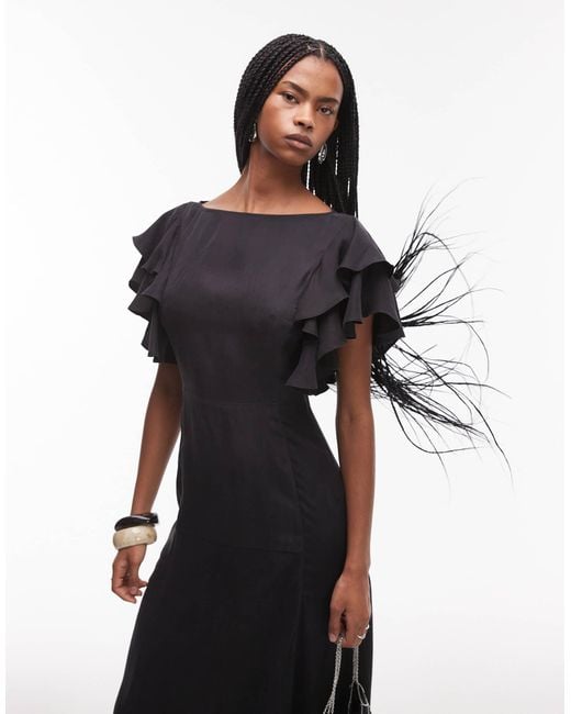 & Other Stories White Maxi Dress With Ruffle Sleeves And Open Back