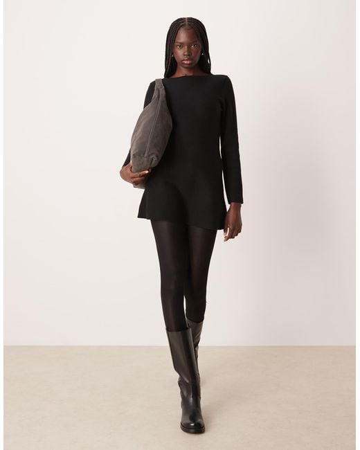 Vila A Line Knitted Mini Dress in Black | Lyst