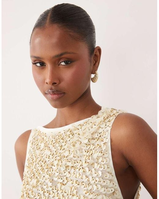 ASOS Natural Embellished Sequin Mini Dress
