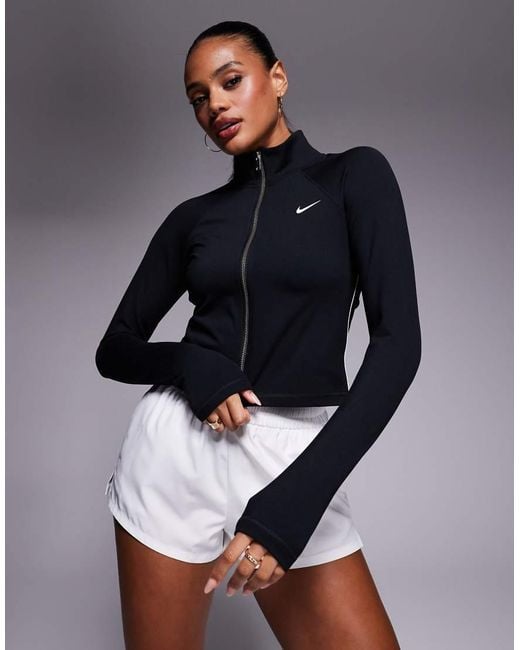 Chaqueta Negra Con Cremallera Bidireccional Gym Life Swoosh De Nike de color Blue