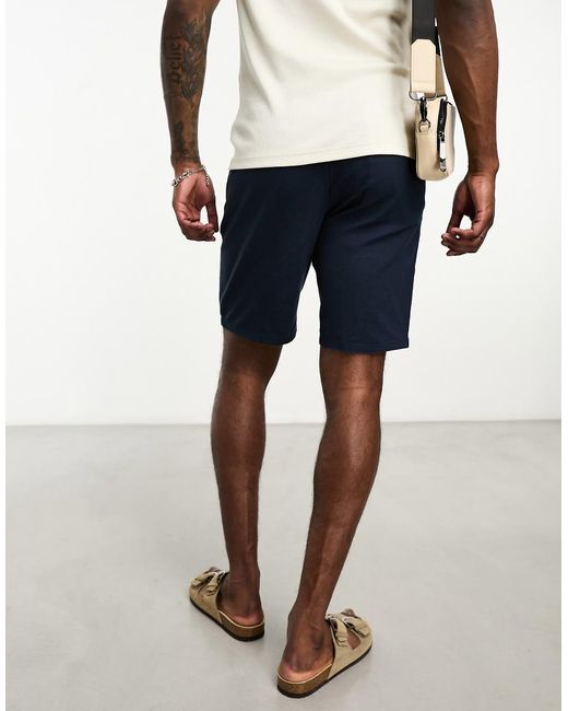 Only & Sons Blue Linen Mix Tie Waist Shorts for men