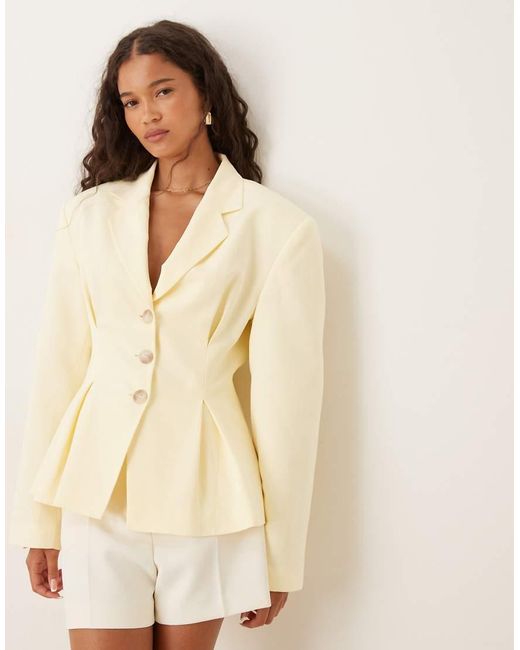 ASOS Natural Linen Blend Cinch Waist Blazer