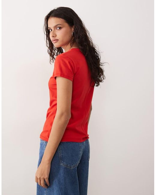 ARKET Red Snow Stretch Slim T-shirt