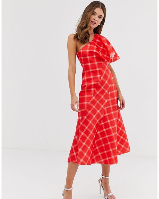 asos red one shoulder dress