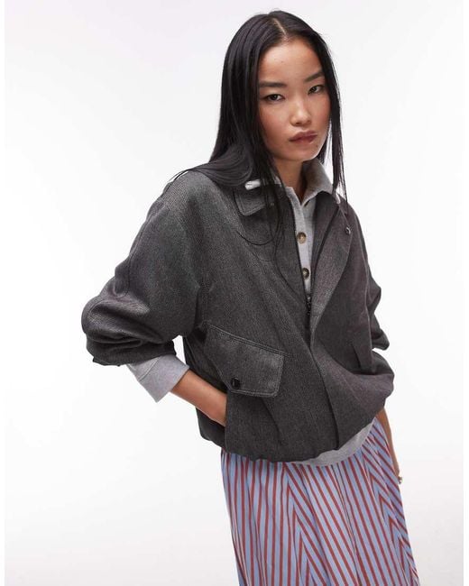 Chaqueta De Sastre Gris Carbón Estilo Bomber De (Parte De Un Conjunto) TOPSHOP de color Black