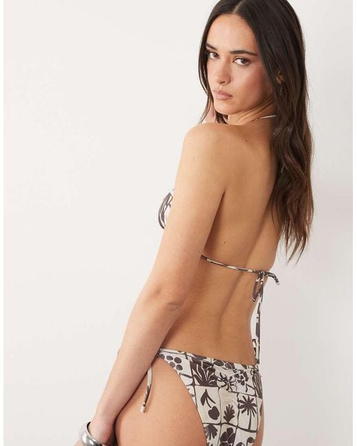 ASOS Brown Lea Rio Tie Side Ruched Bum Bikini Bottom